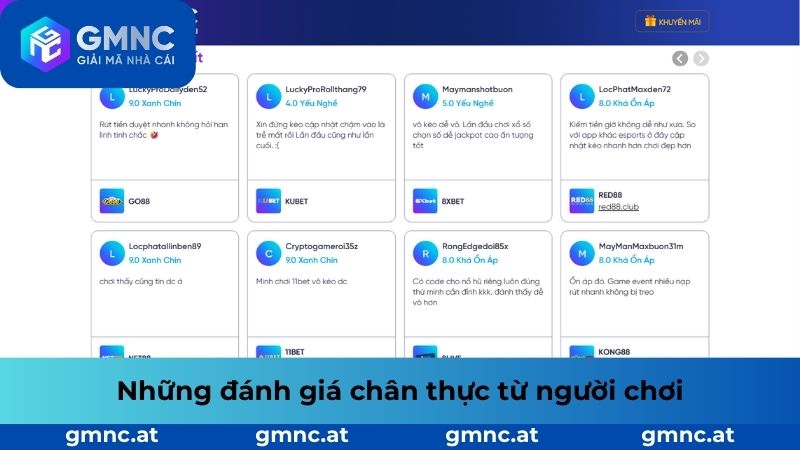 GMNC.CLUB với những đánh giá từ người chơi 